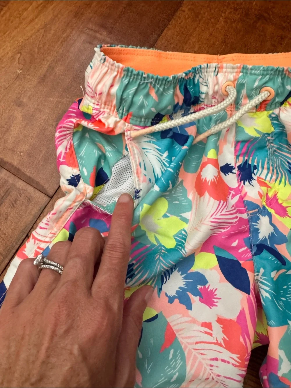 Cat & Jack Neon Tropical Print Swim Shorts - Pink, Teal, Yellow